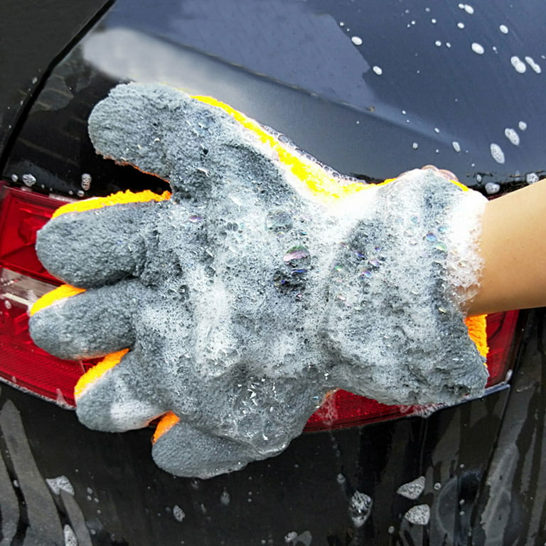 Car Washing Gloves Blue Yellow Orange Car Wash Microfiber Gloves