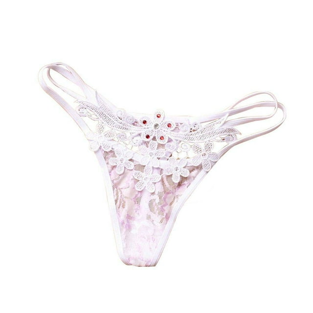 Sexy Rhinestones Thong Women Underwear Lingerie G String Rhinestones Lace G String Hollow Out Tanga