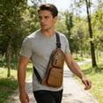 thumbnail image 6 of Men's Premium Faux Leather Sling Crossbody Chest Bag, Business Casual Adjustable Shoulder Bag, Multi-Pocket Durable Bag for Travel Work Commute Outdoor Daily Use, 6 of 6