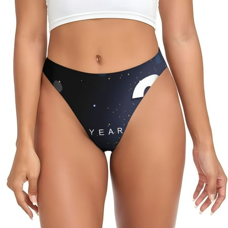 Adobk 2025 Happy New Year 2 Print Seamless Women Underwear Thongs No Show Ladies Thong No Line Breathable Comfortable Panties Undies for Women-Medium