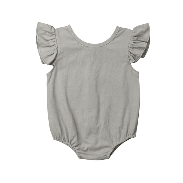 xiaxaixu Bébé Fille Volant Manches Body Solide Bouton de Couleur Romper