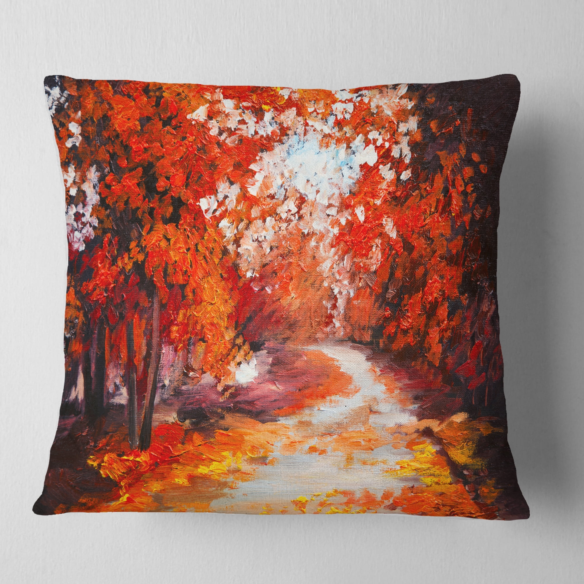 Designart Forest in the Fall - Landscape Printed Throw Pillow - 16x16