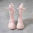 thumbnail image 6 of BXJX Girls Mid-Calf Boots, Side Zipper Lace-up Soft Sole Non-Slip Winter Riding Boots Pink Size 11 Little Kids, 6 of 8