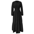 thumbnail image 3 of Womens Fall Long Sleeve Tunic Dress Ruffle Tiered Dress (Black L), 3 of 3