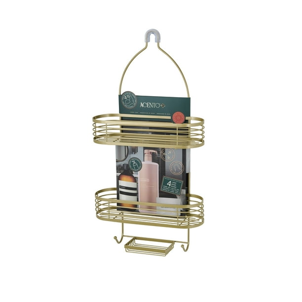 Estante Organizador Colgante Extra Amplio con 3 Niveles Organizador Para Regadera Dorado Acento