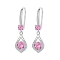 thumbnail image 2 of Huepoe 1 Pair Women Hanging Earrings Blue Rhinestone Water Drop Shape Drop Earrings Hollow Out Dangling Earrings for Prom Party Datings, 2 of 8