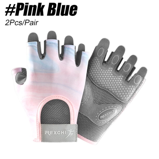 Guantes de entrenamiento para levantamiento de pesas, guantes de gimnasio sin dedos con espalda abierta curvada, para levantamiento de potencia, mujeres y hombres, 1 par Fivean Guantes deportivos