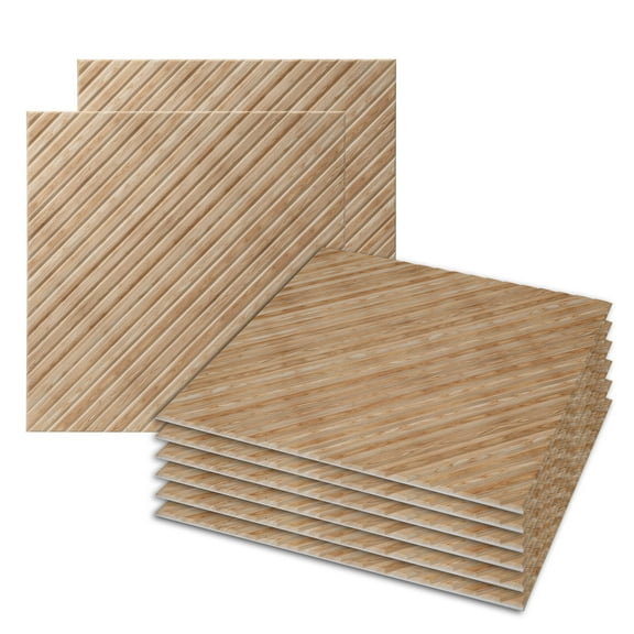 8 Pack 23.6''x23.6'' Acoustic Wall Panels, Art Soundproof Panels, Wood Texture Noise Reduction Panels, Self-Adhesive Decorative Acoustic Panels for Wall and Ceiling, Home Studio, Bedroom, Office