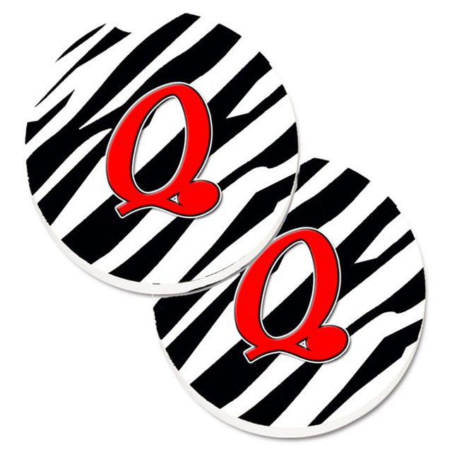 Monogram Initial Q Zèbre Rouge Ensemble de 2 Porte-Gobelets sous-Verre de Voiture