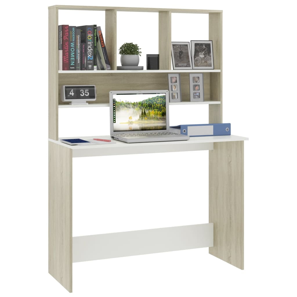 Kepooman 43" Modern Wooden Rectangle Computer Desk with Hutch & Bookshelf for Home Office, Wood Color Kepooman 43" Modern Wooden Rectangle Computer Desk with Hutch & Bookshelf for Home Office, Wood Color