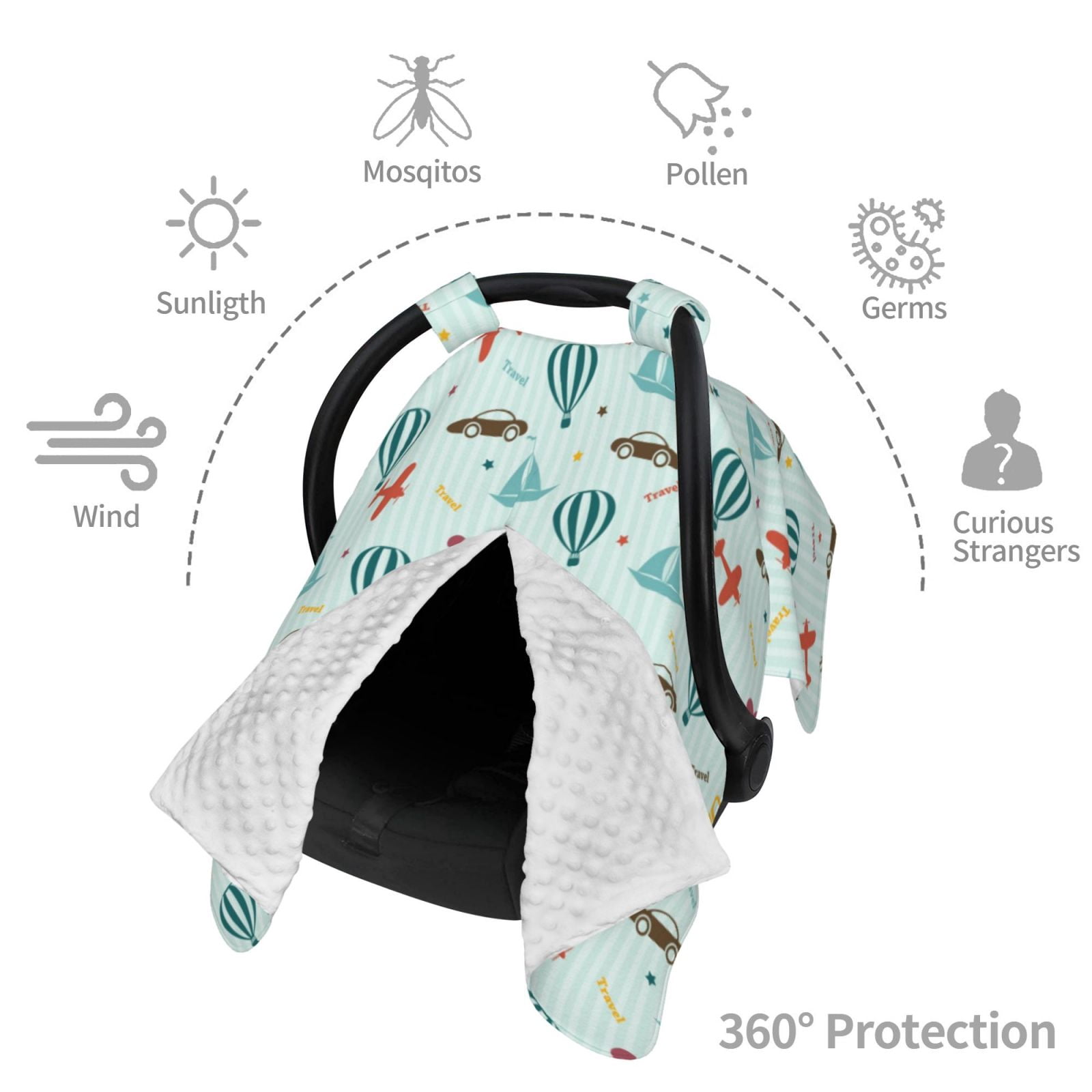 Car Seat Cover Baby - Transport Travel Breathable Infant Car Seat Cover for Baby Carseat, Lightweight Comfort Baby Essentials Must Haves Newborn Stuff for Girl Boy