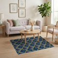 thumbnail image 3 of ODIKA 4'x6' Navy Gold Geometric Diamond Pattern Washable Area Rug Mid-Century Inspired Modern Design for Home Office, Under Desk, Non-Slip Chair-Friendly, Flatwoven, 3 of 7