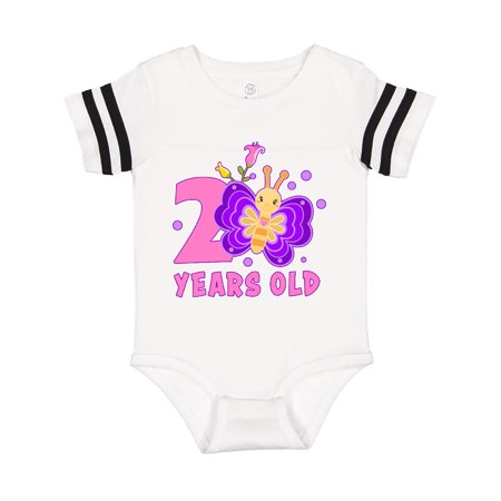 

Inktastic 2 years old with Butterfly and Flowers Gift Baby Girl Bodysuit