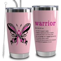 Warrior Definition Gift Breast Cancer Awareness 20oz Insulated Tumbler with Lid and Straw Chemo Gifts for Cancer Patients Cancer Warrior Gifts(Survivor Definition)