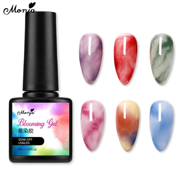 Monja 8ml Gel Floreciente Esmalte De Uñas Transparente Acuarela Efecto Gradiente Remojar Uv Led Arte Barniz Función