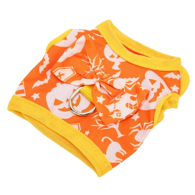Clothes Harness Leash Polyester Pumpkin Pattern Halloween Vest With Hook And For Small Pets For Kitten Small Cats Rats Hamster Ferret Guinea Pig Walking