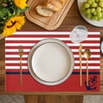 thumbnail image 4 of Nautical Anchor Placemats Set of 8, Red White Geometric Horizontal Stripes Placemats for Dining Table, Place Mats for Kitchen Tabletop, Waterproof Wipeable Dining Table Mats Set, 4 of 9