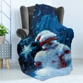 thumbnail image 4 of Christmas Soft Flannel Fleece Blanket, Snowman with Magic Wand and Fir Branches Covered with Snow Winter Night, Cozy Plush for Indoor and Outdoor Use, 70" x 90", Navy Blue Red White, by Ambesonne, 4 of 5