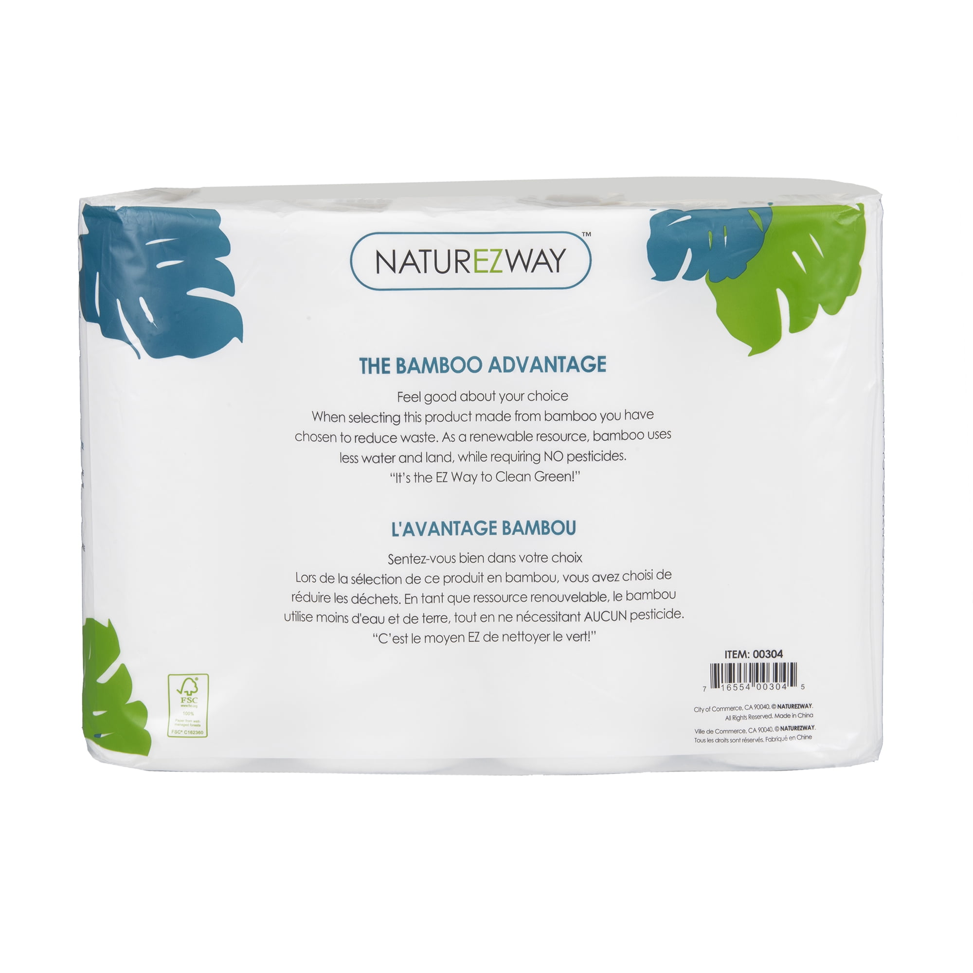 NATUREZWAY Bamboo Disposable Mega Towels, 2-Ply, 32 Mega Rolls, 120 Sheets per Roll