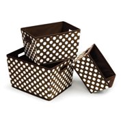 Nesting Trapezoid Three Basket Set-Color:Brown & White Polka Dot