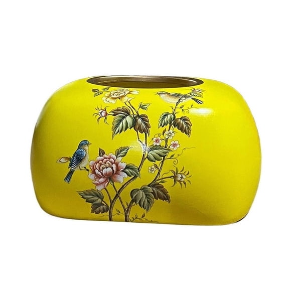 Vintage Yellow Ceramic Tissue Box Holder for Hotel Living Room Desktop Napkin Storage