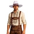 thumbnail image 3 of Rvusndi Cowboy Hat,Cowboy Hat Men Women Wide Brim Western Boho Jazz Hat Summer Beach Hat Lightweight Fedora Sun Hat for Vacation Beach Octoberfest, 3 of 5