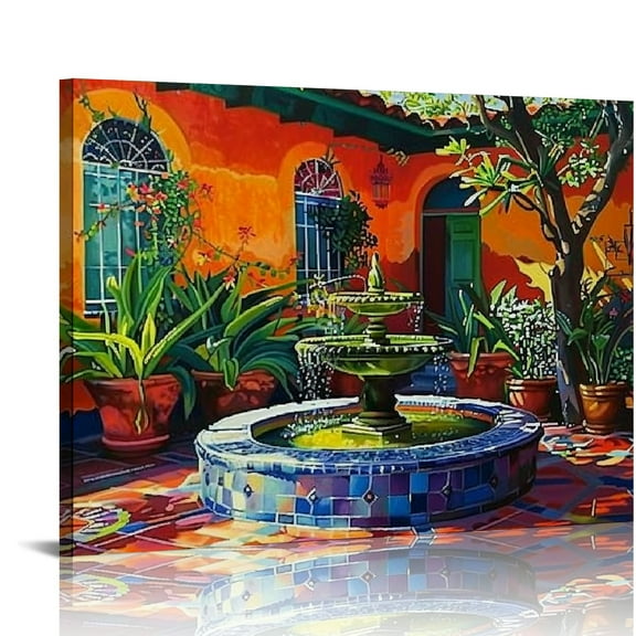 Acheng Mexican Poster Mexican Garden Wall Art Deco Canvas Print Poster Mexican Art Painting Poster Canvas Painting Wall Art Poster for Bedroom Living Room Decor  20x16in
