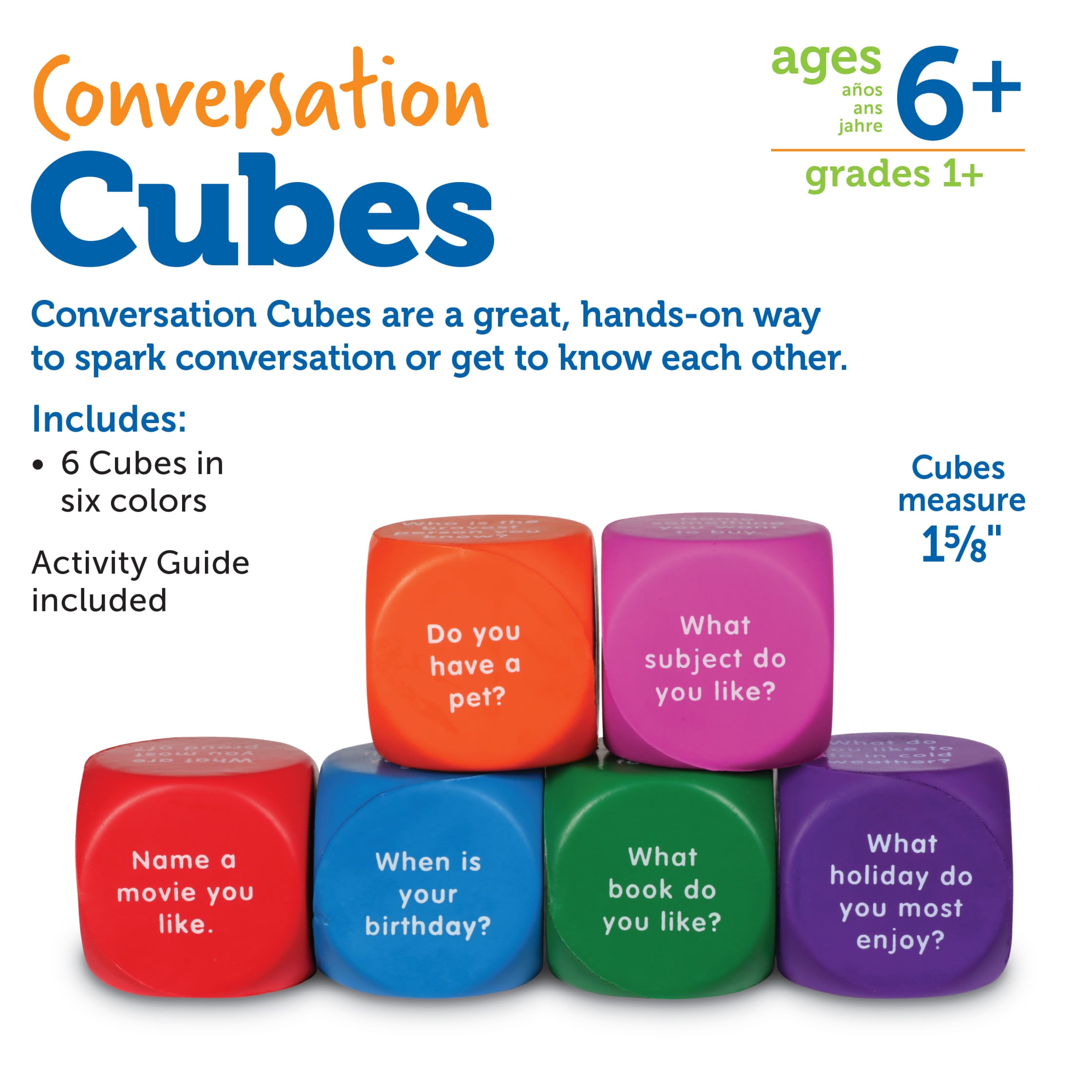 Learning Resources Conversation Cubes, Social Dice, Ages 6+