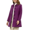 thumbnail image 4 of INSPIRE CHIC Women's Coat Single Breasted Long Sleeve Tunic-length Winter Outwear with Pockets XS Purple, 4 of 6