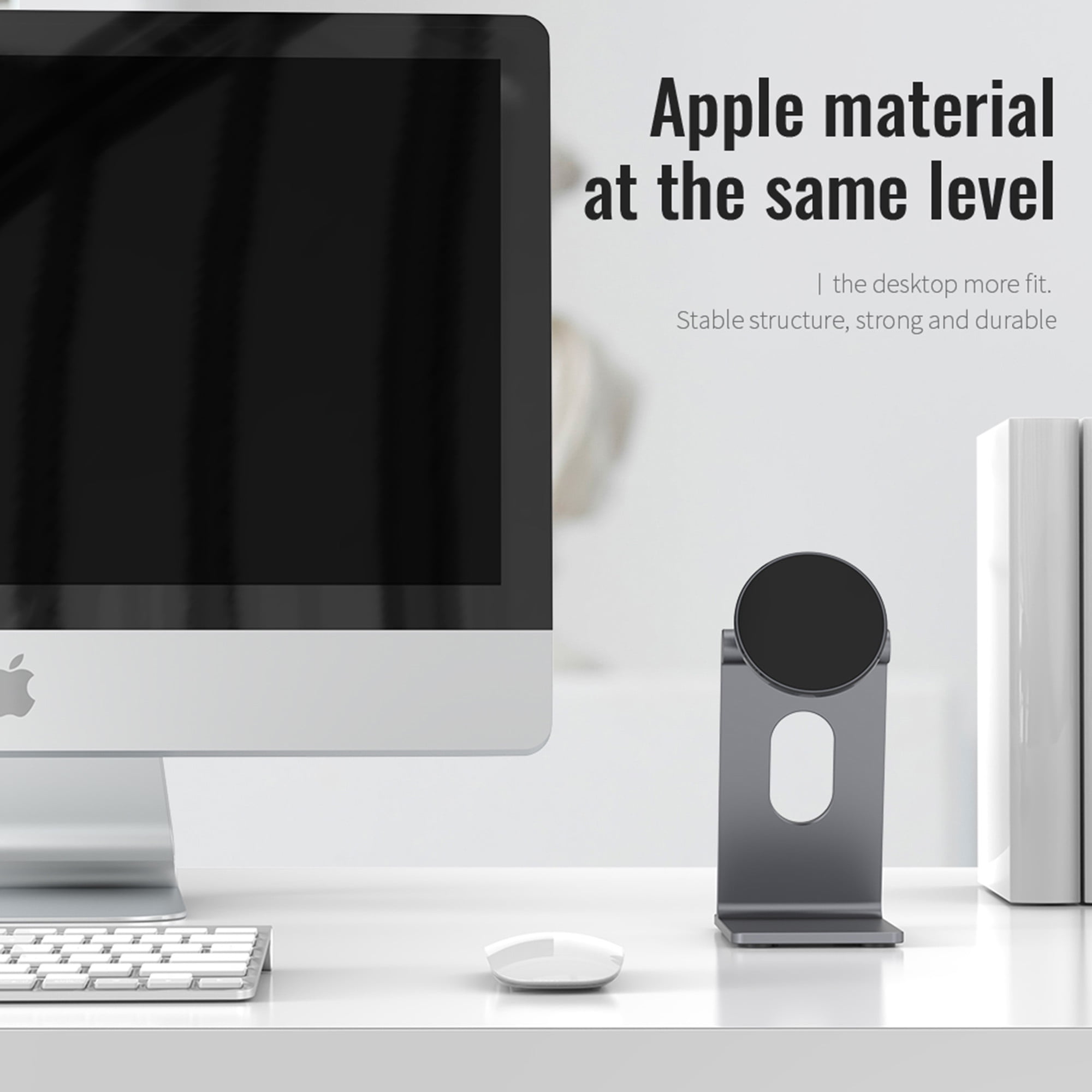 Dteck Magnetic Phone Stand, Adjustable Sturdy Phone Stand & Tablet Stand for Desk, Strong Magnetic, Compatible with MagSafe Charger (MagSafe is not included), Gray