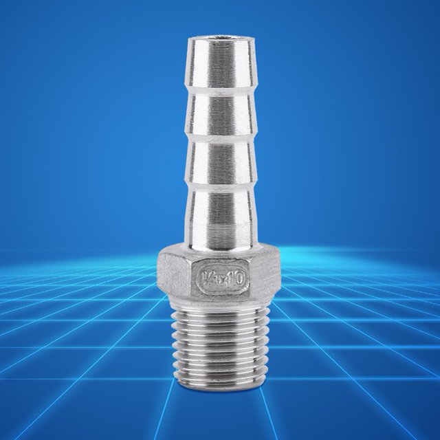 LHCER Adaptateur de Queue de Tuyau Connecteur de Queue de Tuyau, Raccord de Tuyau de Filetage Mâle en Acier Inoxydable SS304 Raccord de Queue de Tuyau à Barbe BSP 1/8