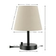 thumbnail image 3 of SAFAVIEH Dexter 14 in. Modern Black Iron USB Port Table Lamp with Oatmeal 100% Cotton Shade, 3 of 6