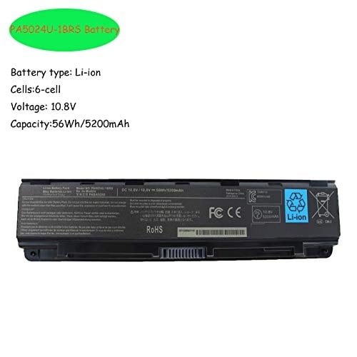 Vinpera PA5024U-1BRS Batería para Laptop Toshiba PA5023U-1BRS PA5025U-1BRS PA5026U-1BRS PA5027U-1BRS PA5109U-1BRS PABAS259 PABAS260 Toshiba Satellite C840 C840D C845 C850 C850D C855 C855D C870 C870D