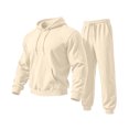 thumbnail image 5 of Zorvxlyn Men 2 Piece Sweatsuits Sets Fleece Hooded Sweatshirt and Sweatpants Jogging Suit Fall Winter Fuzzy Tracksuit Hoodie Suit Set Men's Outfits Beige M, 5 of 7