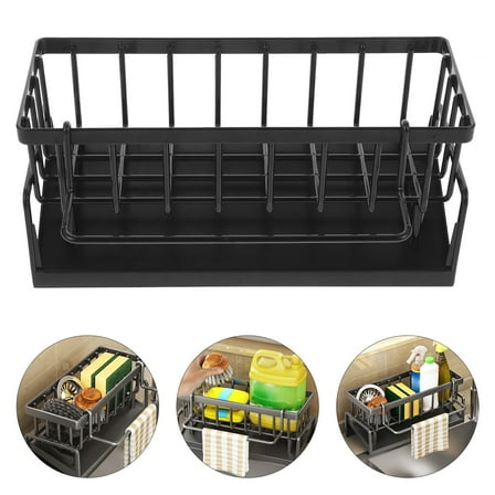 WHAMVOX Kitchen Sink Draining Rack Dish Scrubber Holder Kitchen Sink Organizer Kitchen Gadget