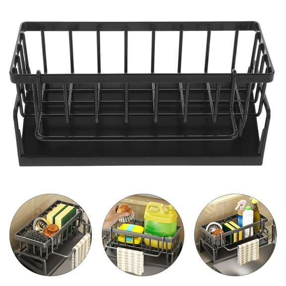 WHAMVOX Kitchen Sink Draining Rack Dish Scrubber Holder Kitchen Sink Organizer Kitchen Gadget