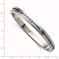 thumbnail image 3 of Titanium Edward Mirell Grey Ti Brushed Blue Anodized Topaz Hinged Bangle Bracel Made In United States emb175, 3 of 5