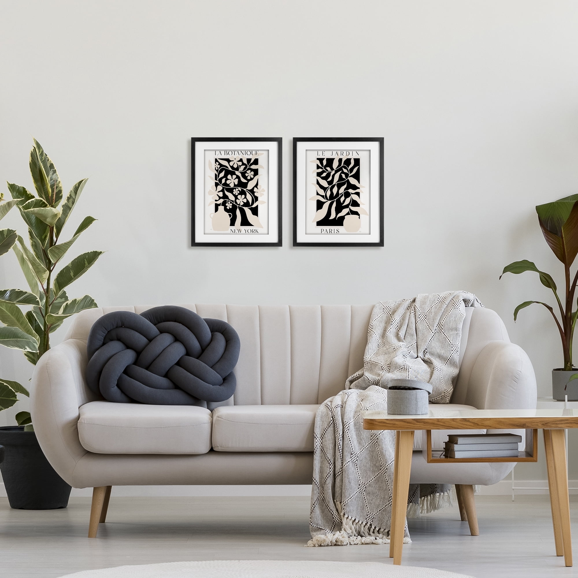 Stupell Industries New York & Paris Botanicals 2 Piece Black Framed Print Under Glass Set, design by Natalie Carpentieri