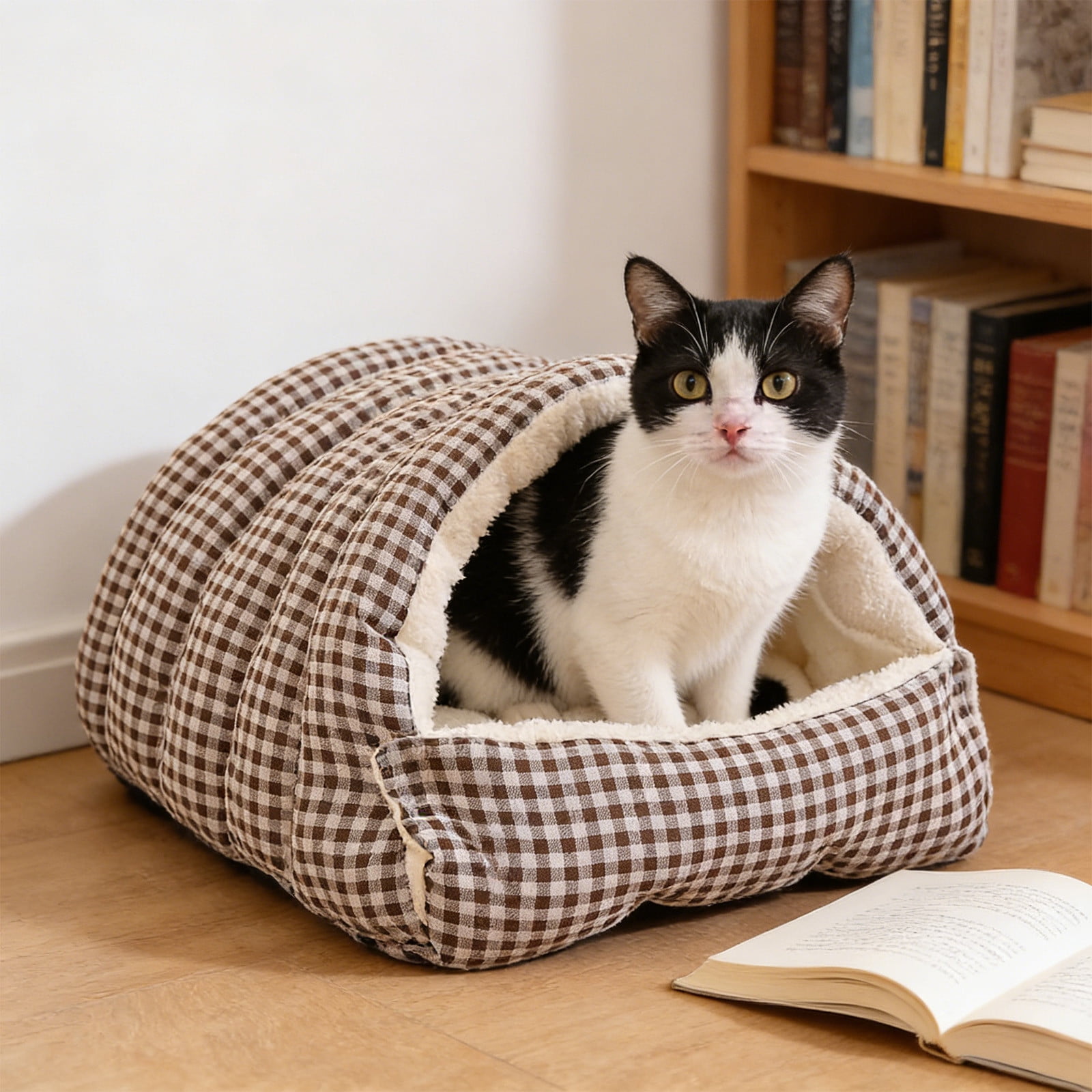 AuroraX Enclosed Dog Bed Indoor Large Cat Bed Cave for Indoor Dog Cats , Cat Warm Dog House Removable Washable , Cat Dog Puppy Gifts