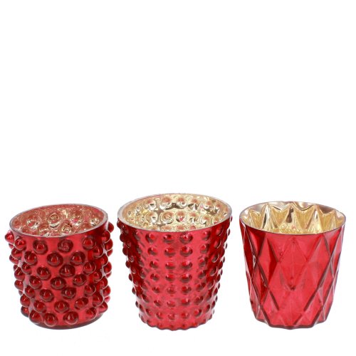 Red Mercury Glass Votive Cups