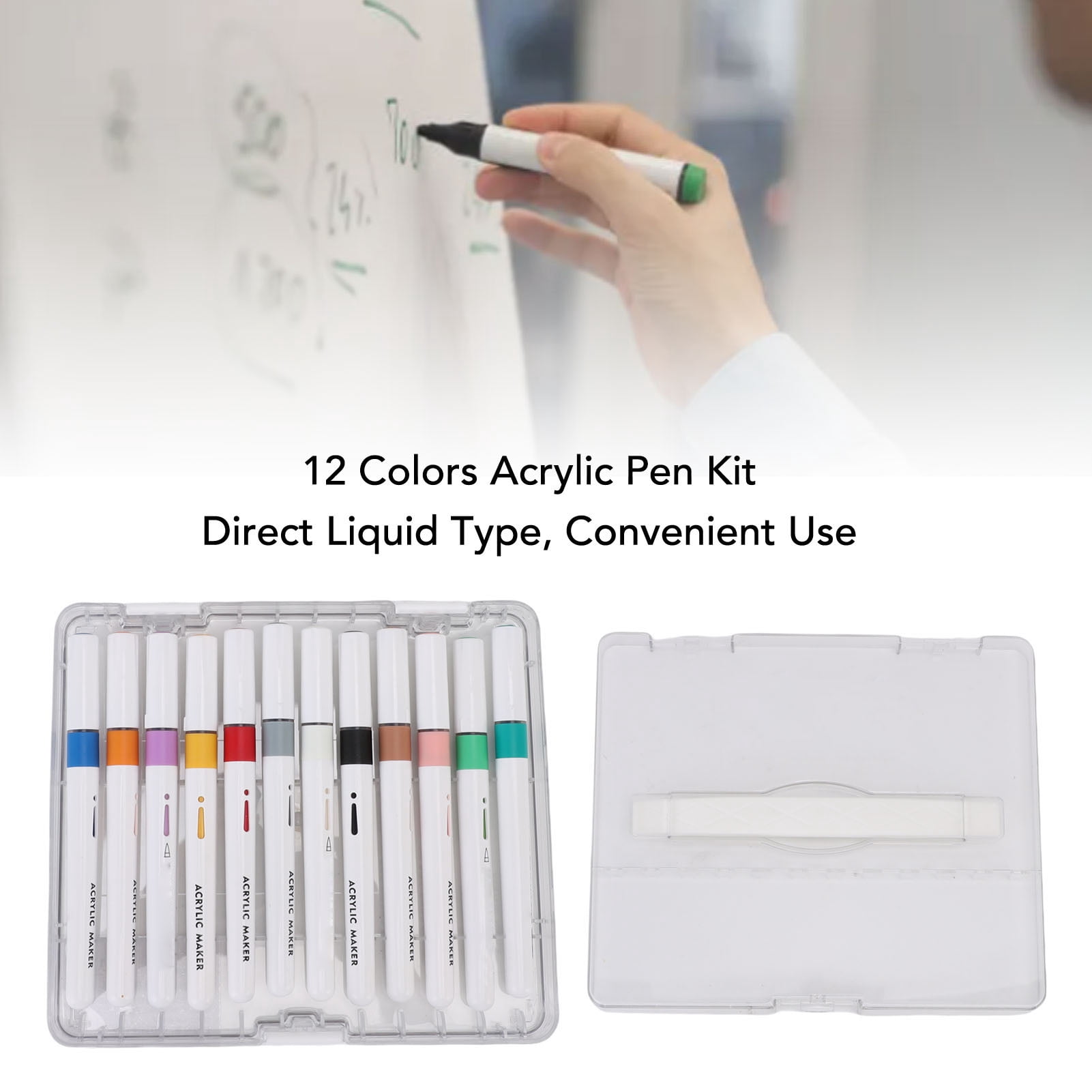 YAHHU 12 Colors Acrylic Paint Pen Set Direct Liquid Tip Art Markers for Rock Glass Wood Ceramic Canvas Crafting Projects White Rod Durable Assorted Multicolor