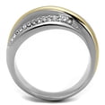 thumbnail image 3 of Womens Gold Rings Two-Tone IP Gold (Ion Plating) 316L Stainless Steel Ring with Top Grade Crystal in Clear TK2263, 3 of 4