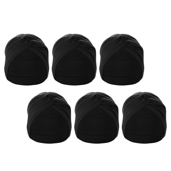 6pcs Yoga Elastic Headbands Knotted Head Wraps for Women Girl 6.89inch Wide Black