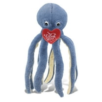 DolliBu I Love You Plush Super Soft Blue Octopus - Cute Stuffed Animal Octopus with Red Heart Plush for Valentines, Anniversary, Romantic Date, Boyfriend, or Girlfriend Gift - 15 Inches