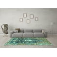 thumbnail image 3 of Ahgly Company Indoor Round Animal Turquoise Blue Traditional Area Rugs, 5' Round, 3 of 4