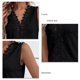 thumbnail image 5 of Camisa sin mangas de encaje Blusa Color liso Escote en V Blusa hueca para mujer Dama Citas Verano Negro XXL, 5 of 6