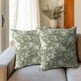 thumbnail image 6 of Vintage Floral Pillow Covers 18x18 Inch Set of 2 Rustic Sage Green and White Outdoor Decorative Throw Pillows Chinoiserie Flower Toile Pillowcases Cushion Covers for Couch Home Decor, 6 of 6
