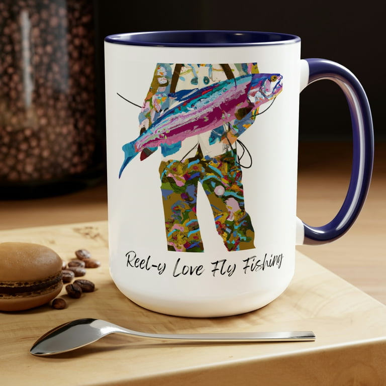 Fishermans Mug, Fly Fishing Mug, Great Gift for Fisherman, Trout  Fisherman's Wonder, 15oz Coffee Mug 