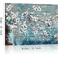 thumbnail image 6 of Wall Decor Floral Wall Art Bedroom Bathroom Hand Painted Blossom Magnoia Canvas Wall Art Teal And White Flower For Living Room Home Decor 12"X16", 6 of 6