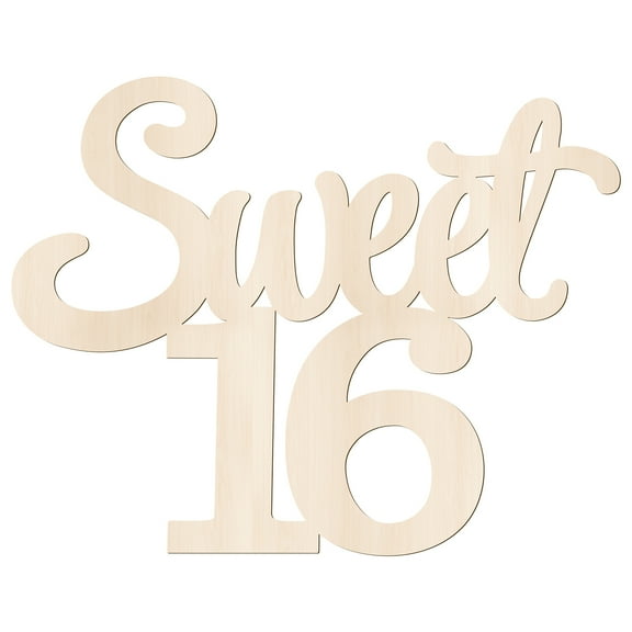 GROBRO7 Sweet 16 Centrepieces for Table, 30x23x0.5cm Wooden Desktop Ornament for 16th Girls Birthday Party Decor Supplies